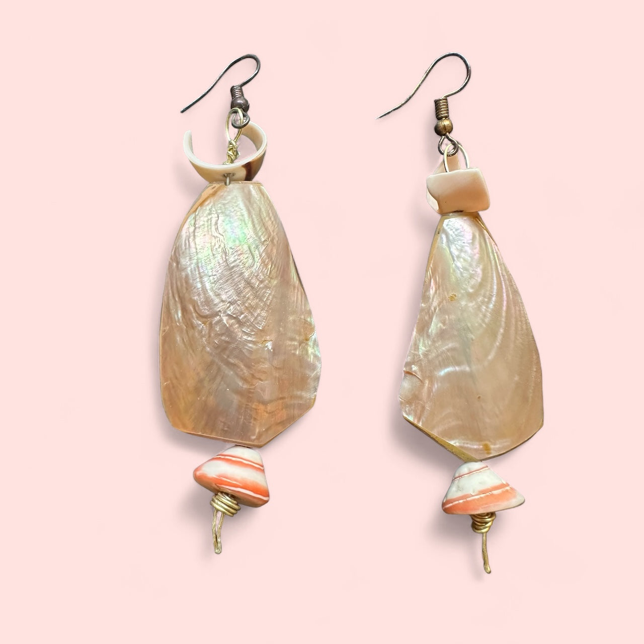 Tan & Beige Seashell Earrings