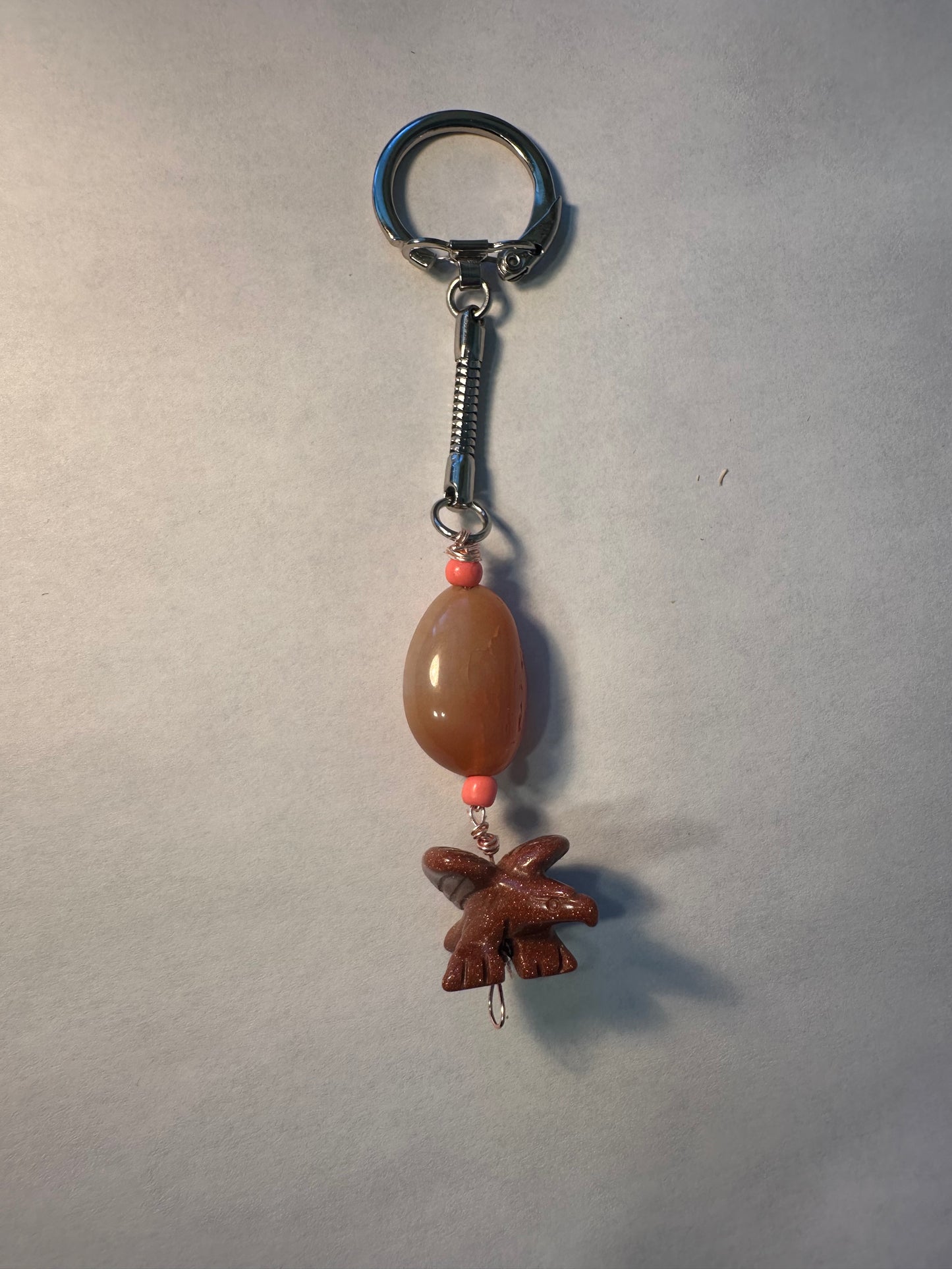 Carnelian and Eagle Keychain