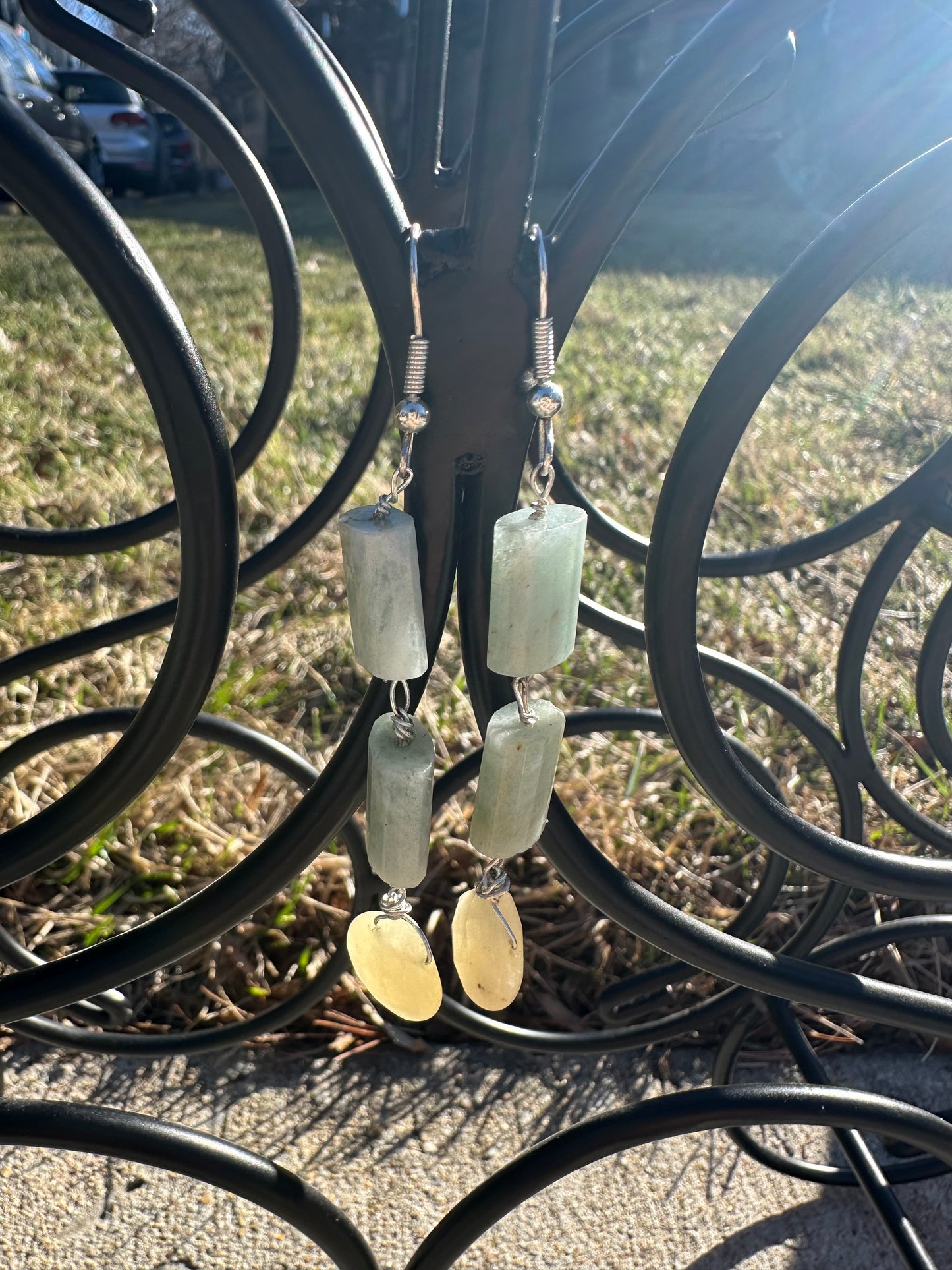 Blue and Yellow Stone Earrings
