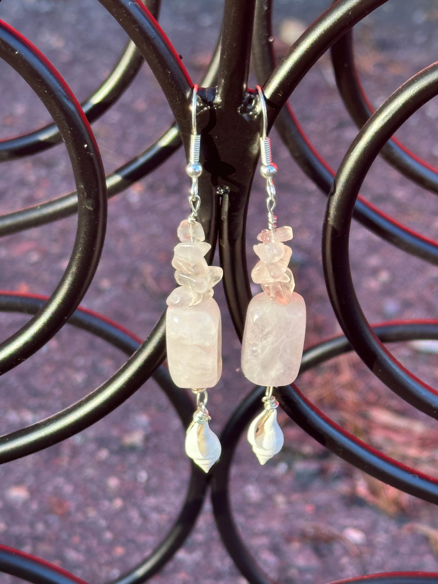 Rose Quartz & Shell Earrings