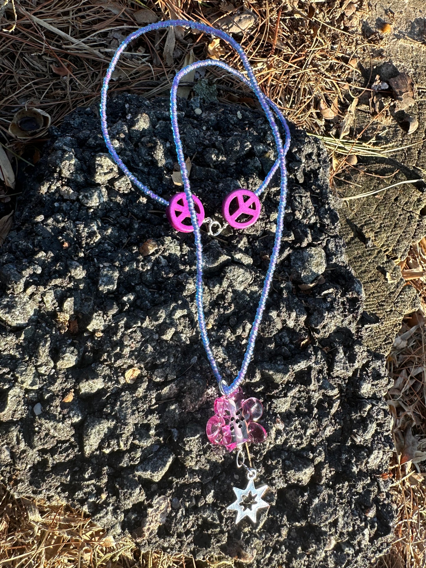 Purple Peace & Whimsical Star Necklace