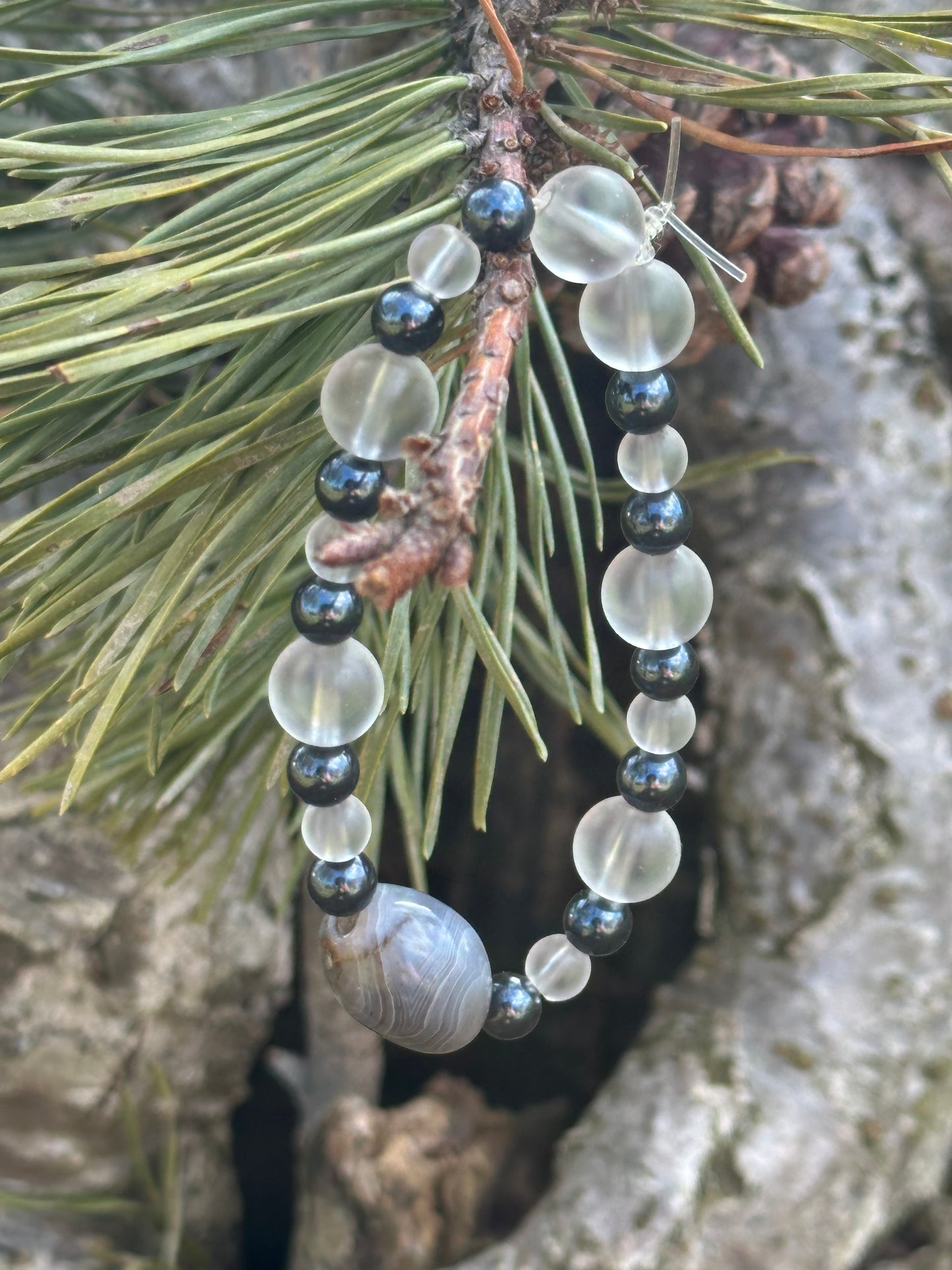Glass & Hematite Stone Bracelet