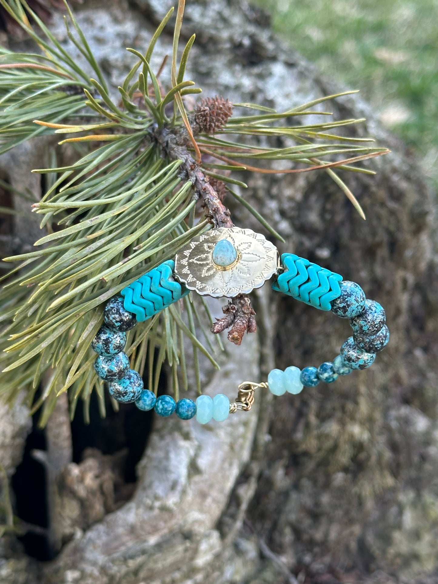 Gold and Blue Boho Bracelet