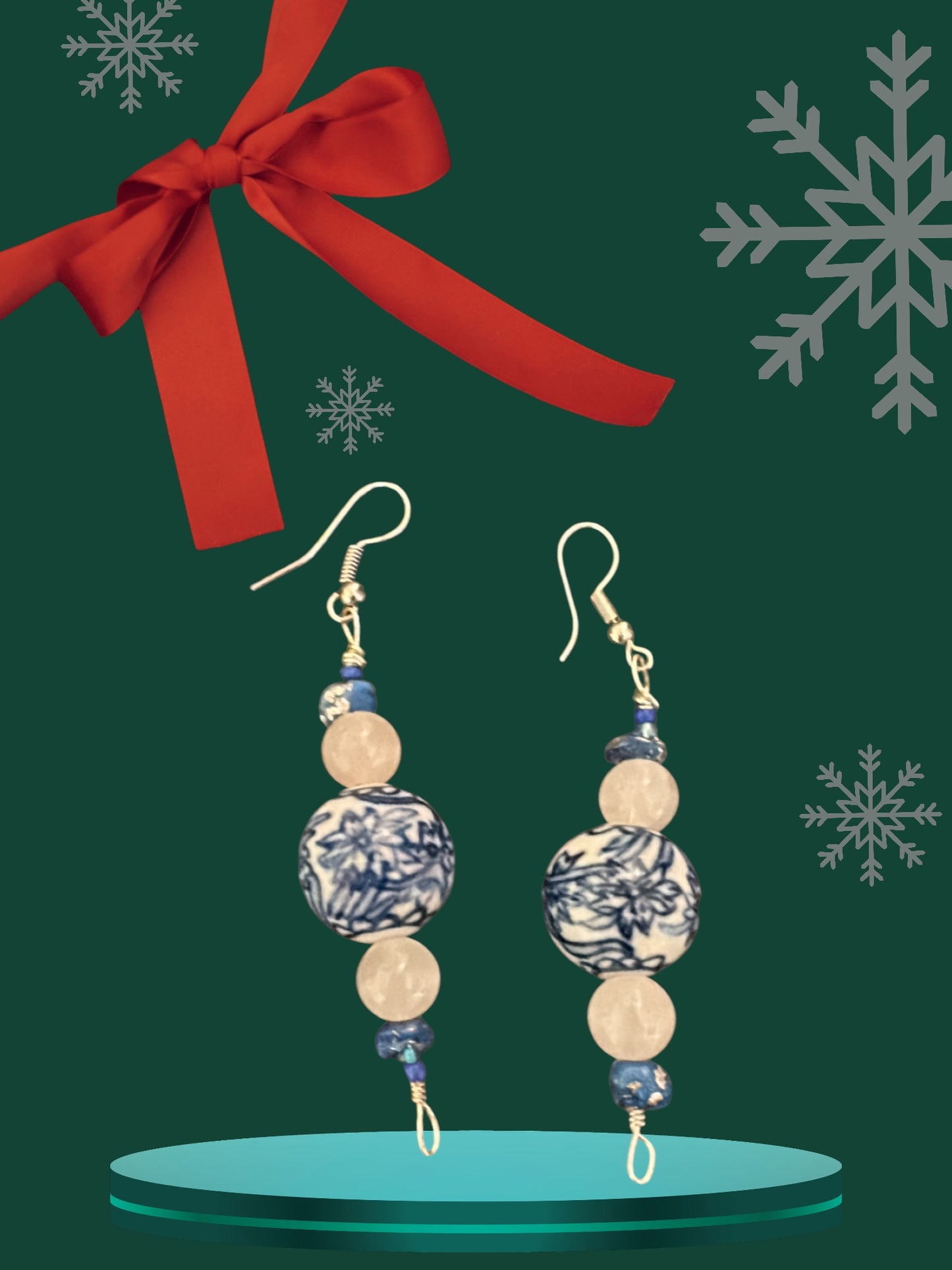 Blue Pattern Earrings 🩵❄️