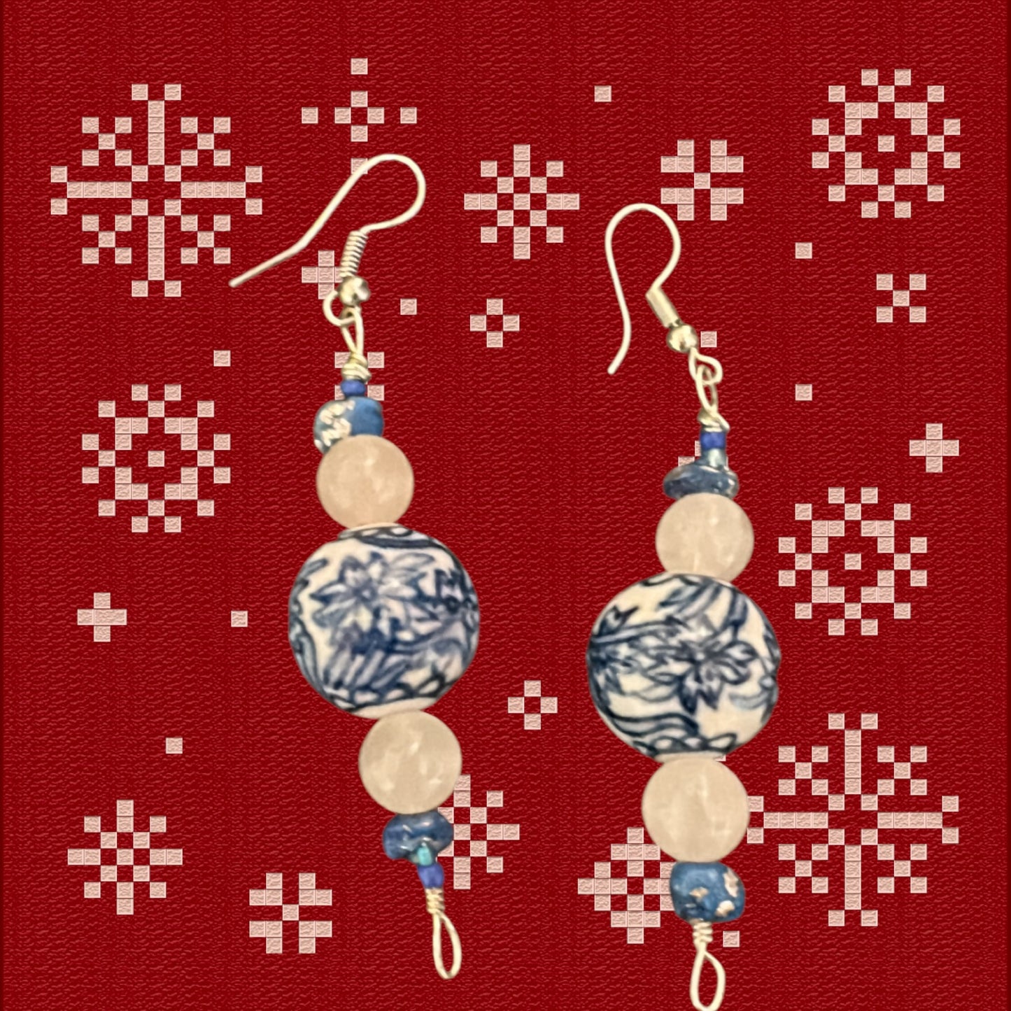 Blue Pattern Earrings 🩵❄️