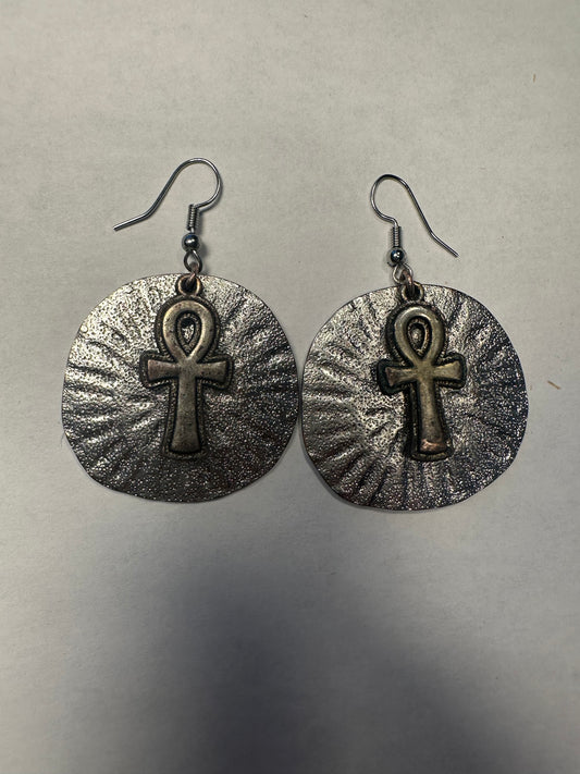 Silver Ankh Earrings