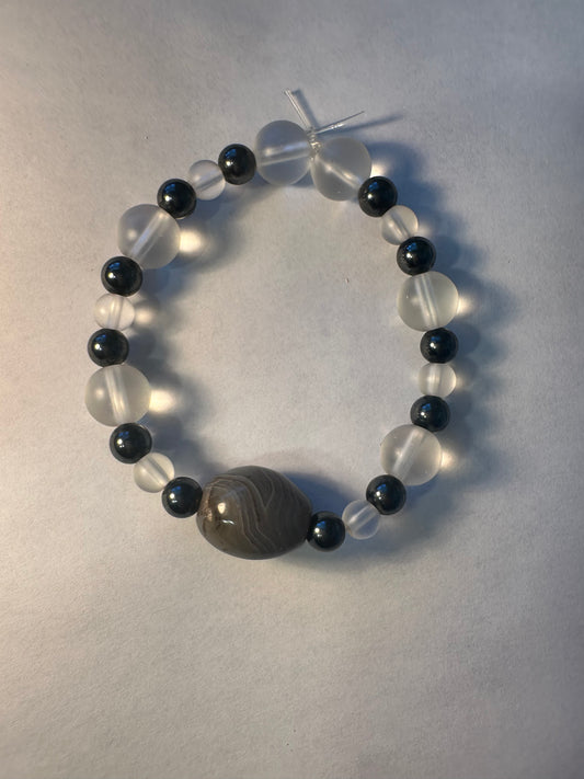 Glass & Hematite Stone Bracelet