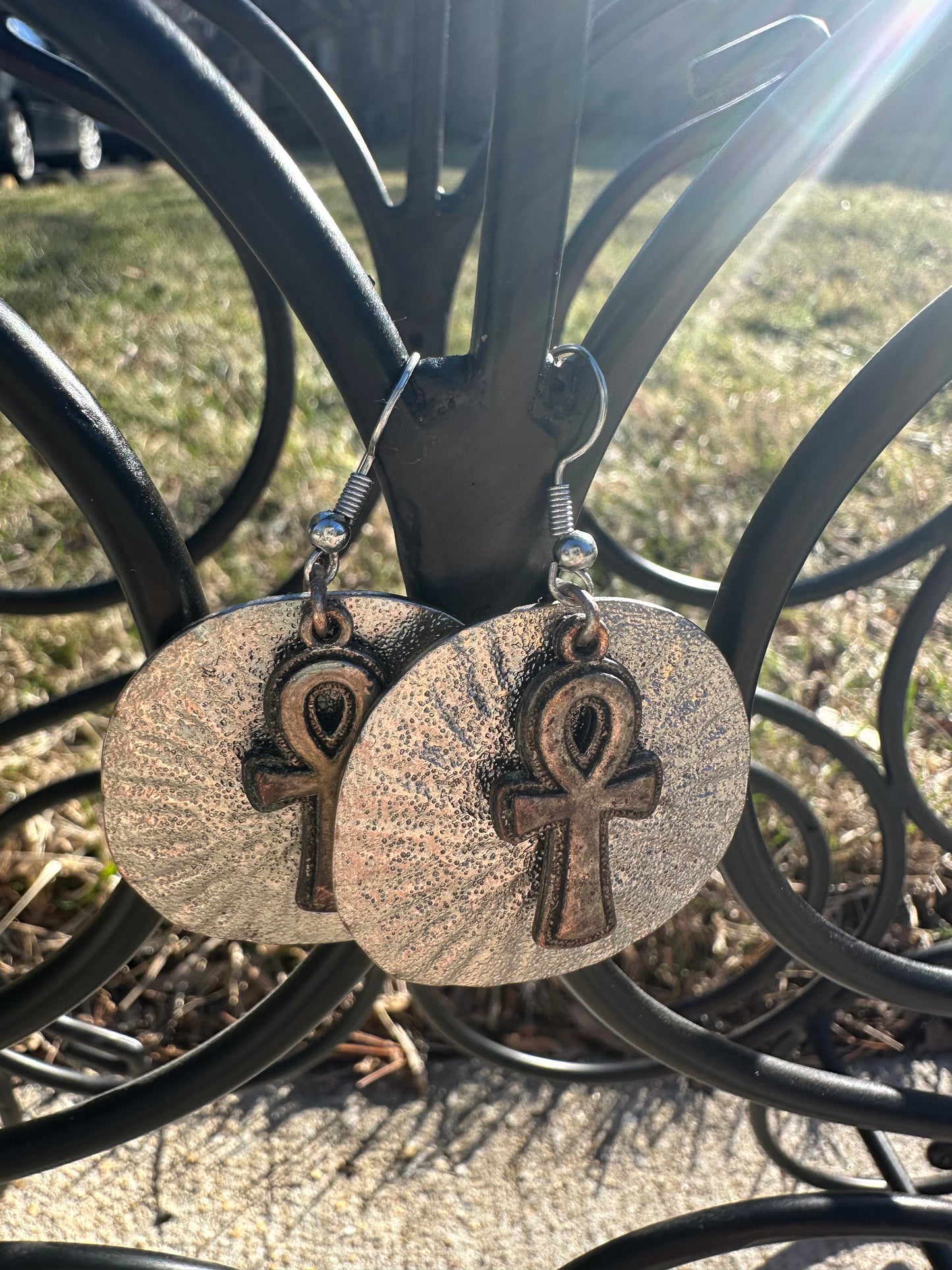Silver Ankh Earrings
