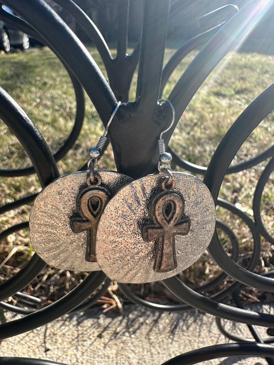 Silver Ankh Earrings