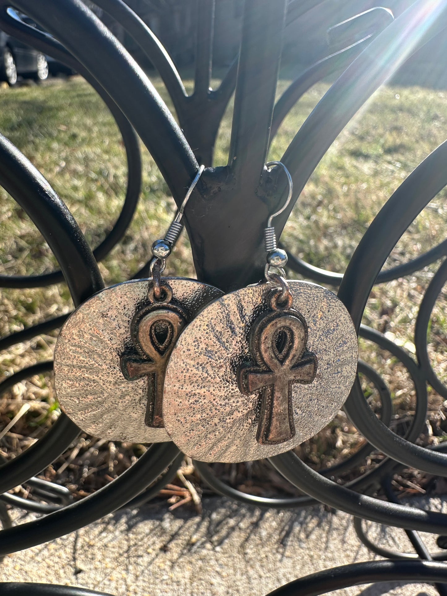 Silver Ankh Earrings