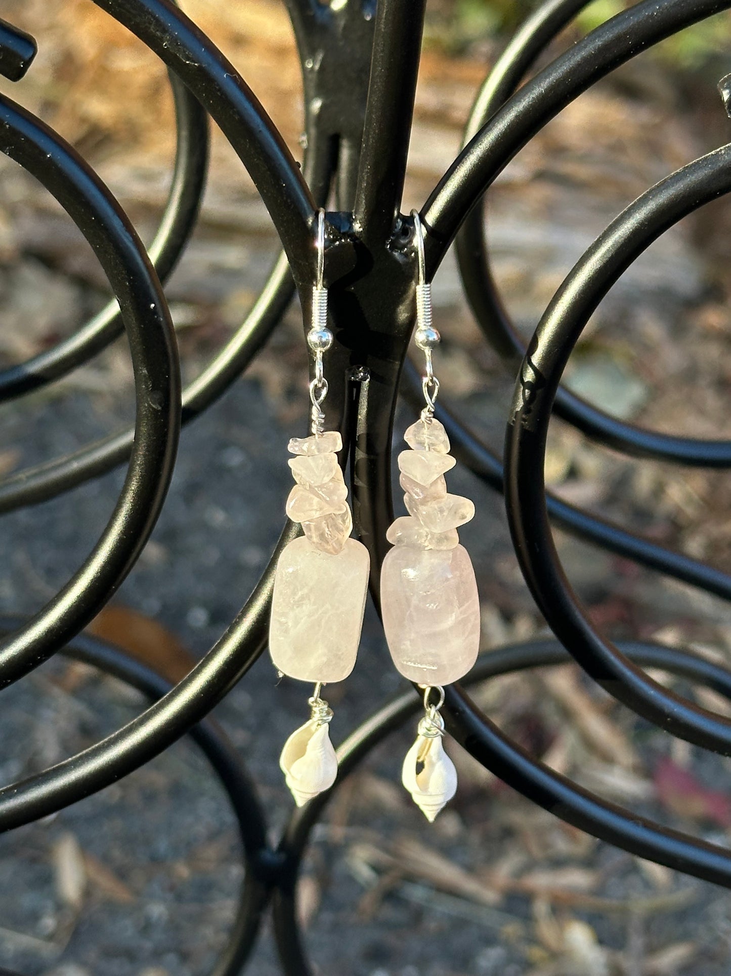 Rose Quartz & Shell Earrings