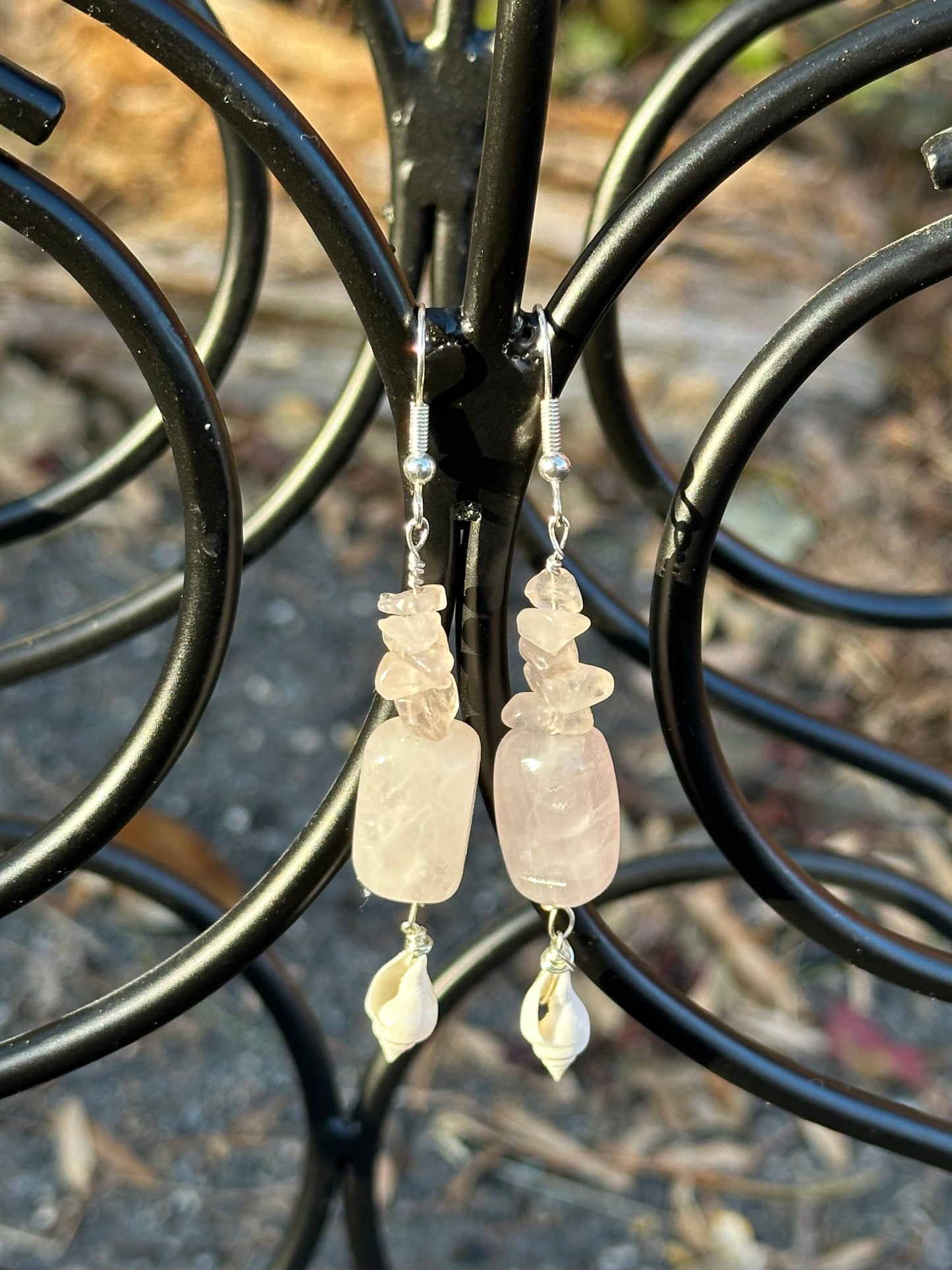 Rose Quartz & Shell Earrings