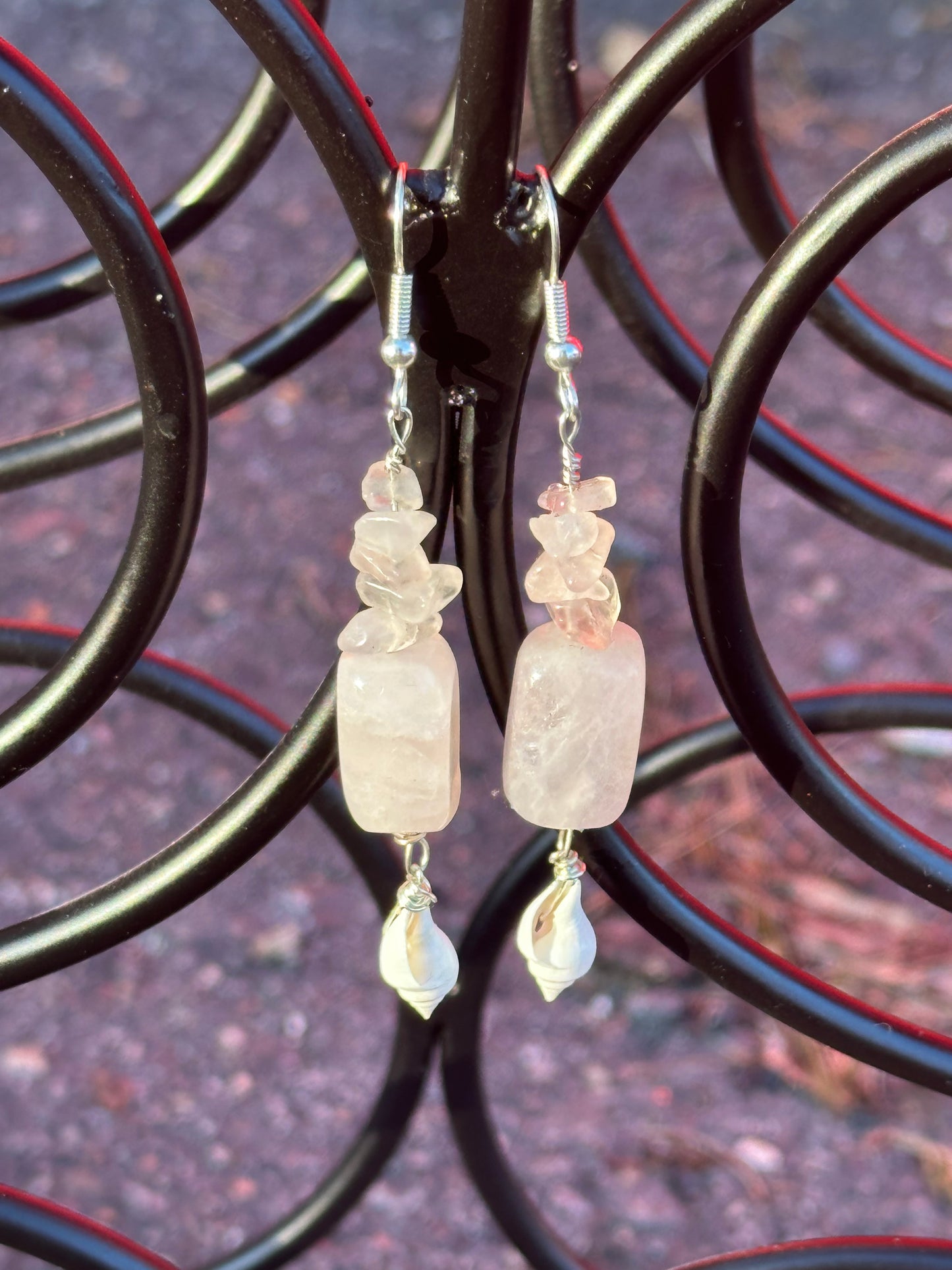 Rose Quartz & Shell Earrings