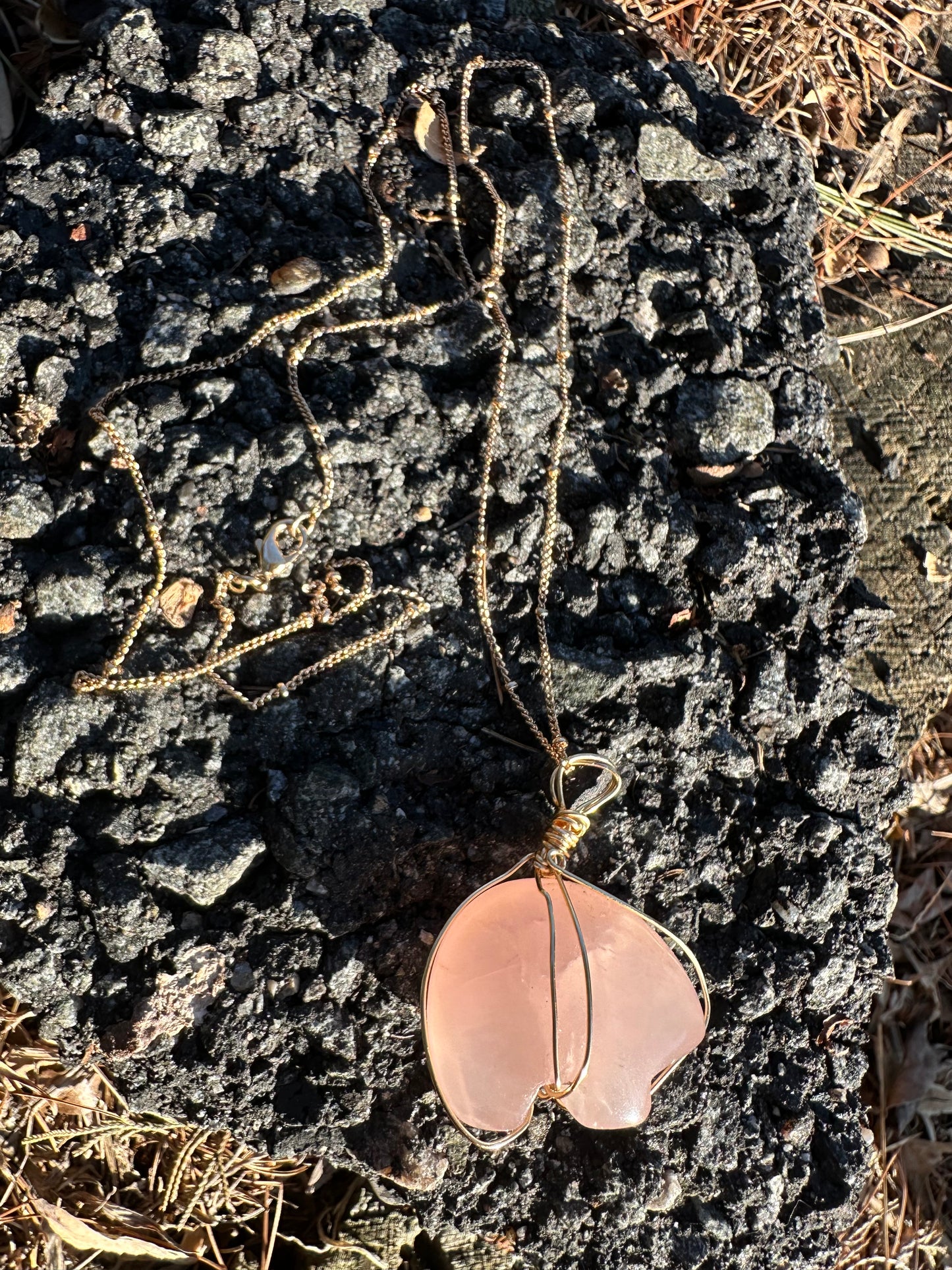 Rose Quartz Bear Necklace