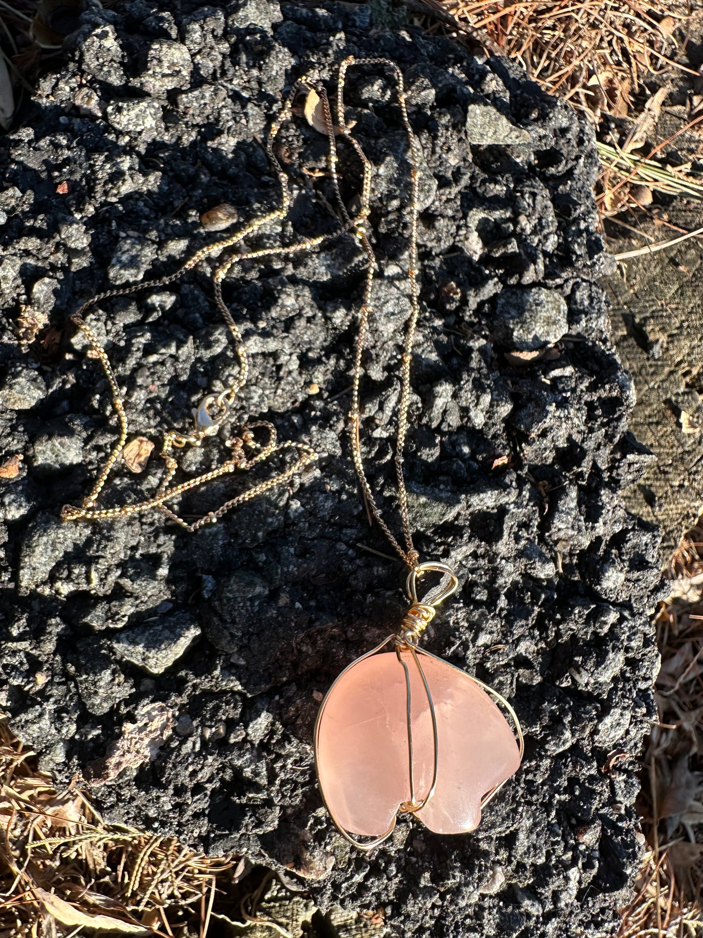 Rose Quartz Bear Necklace
