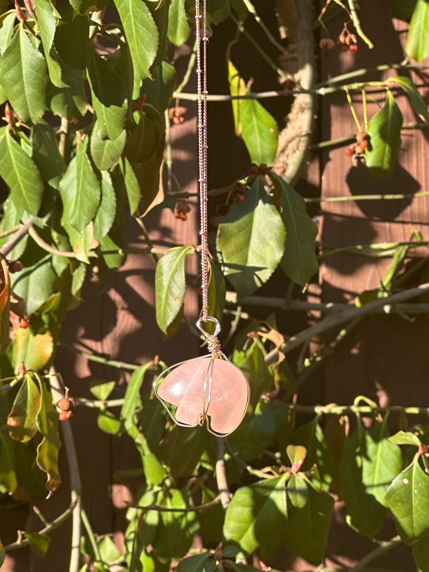 Rose Quartz Bear Necklace