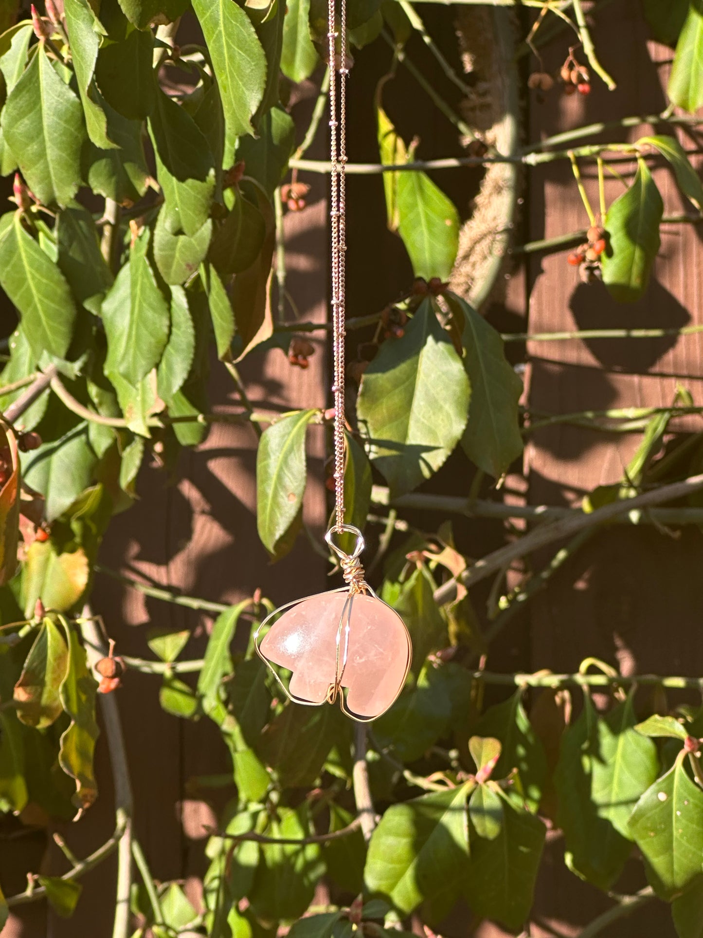 Rose Quartz Bear Necklace