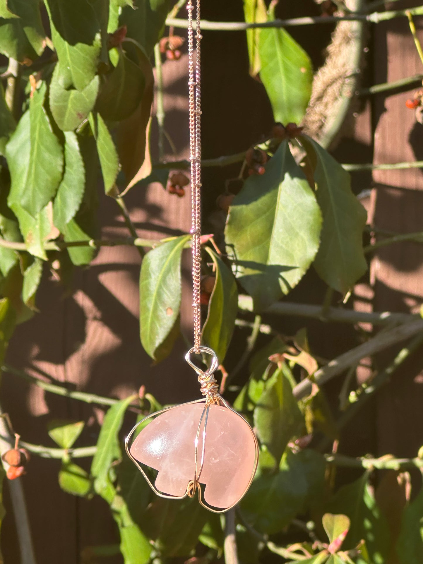 Rose Quartz Bear Necklace