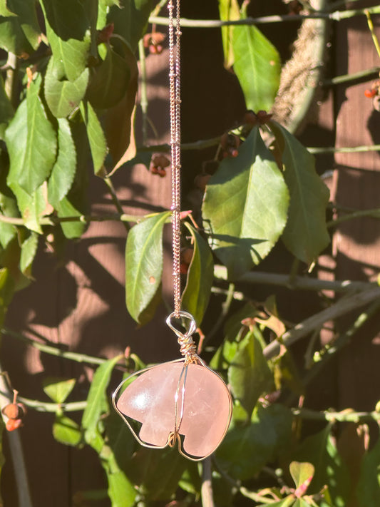 Rose Quartz Bear Necklace