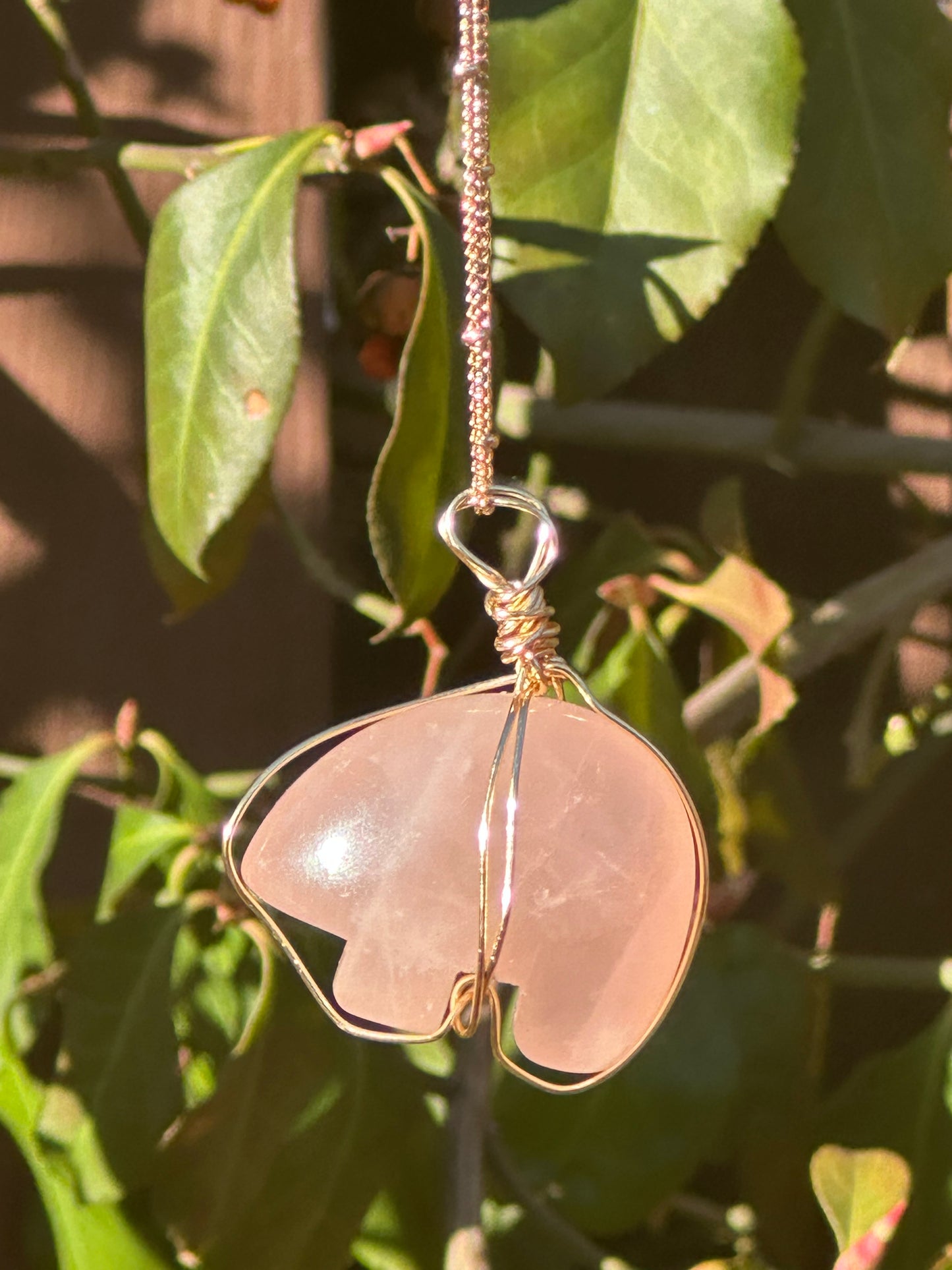 Rose Quartz Bear Necklace