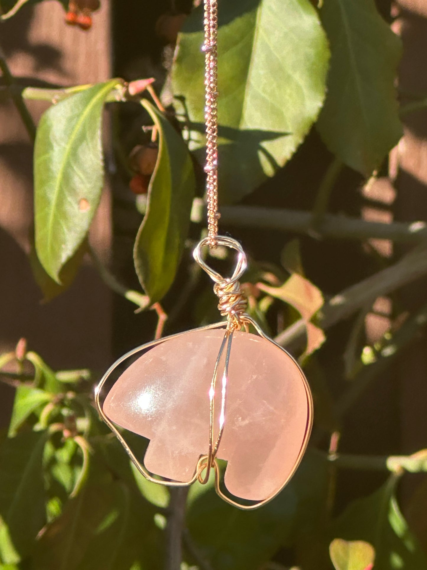 Rose Quartz Bear Necklace