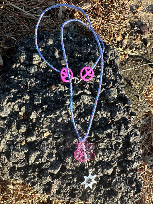 Purple Peace & Whimsical Star Necklace