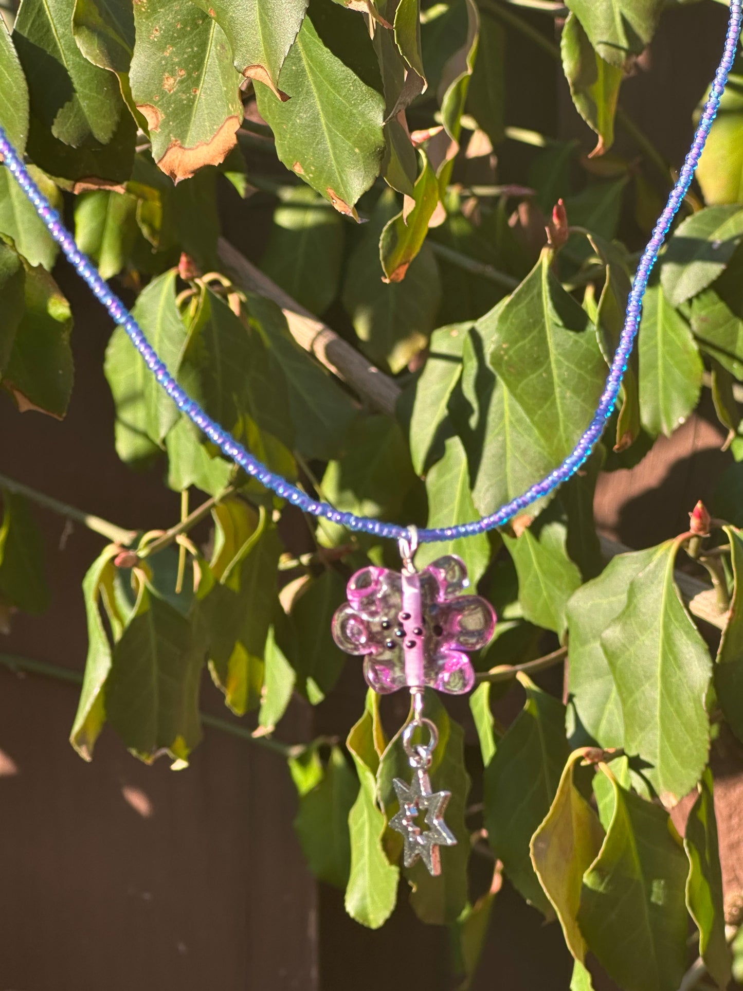 Purple Peace & Whimsical Star Necklace