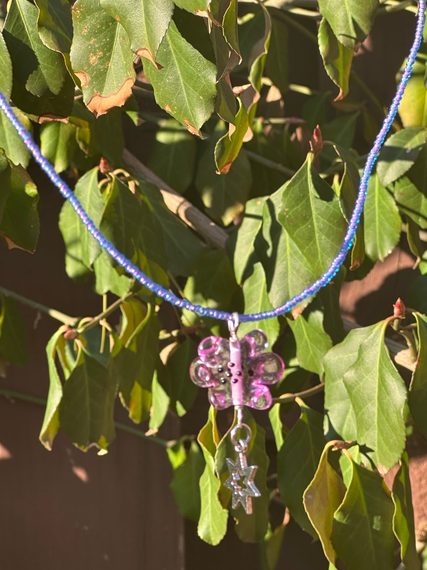 Purple Peace & Whimsical Star Necklace