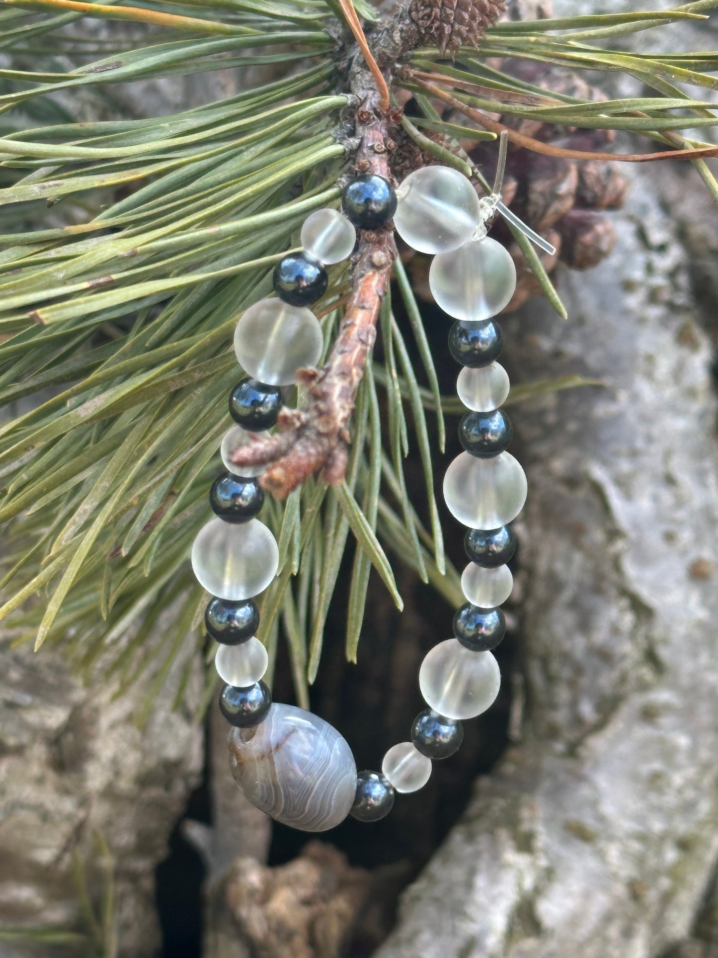 Glass & Hematite Stone Bracelet