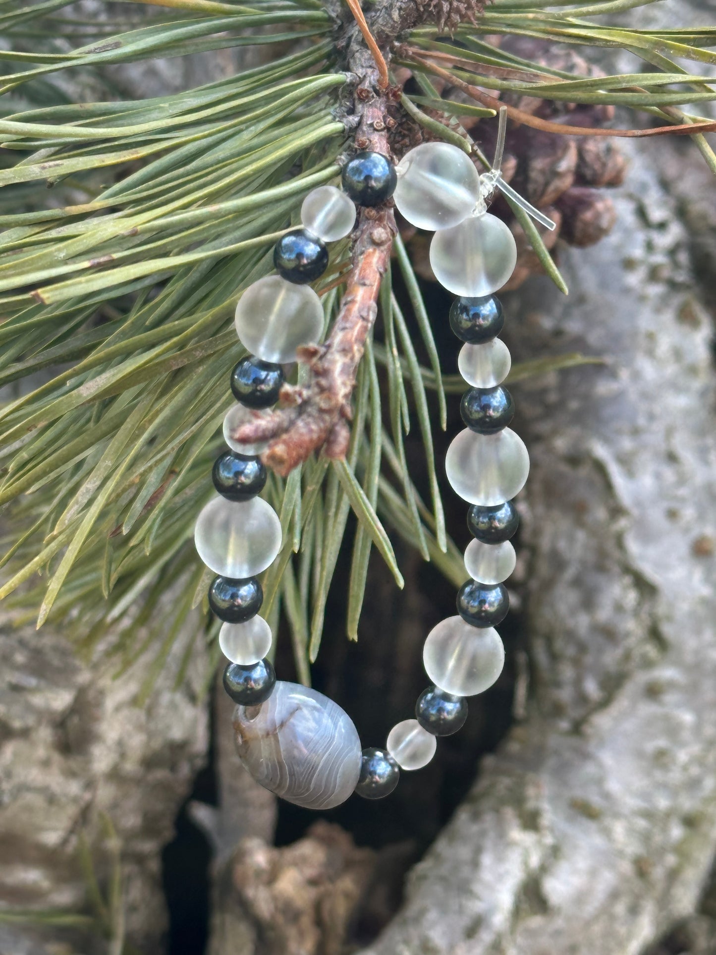 Glass & Hematite Stone Bracelet