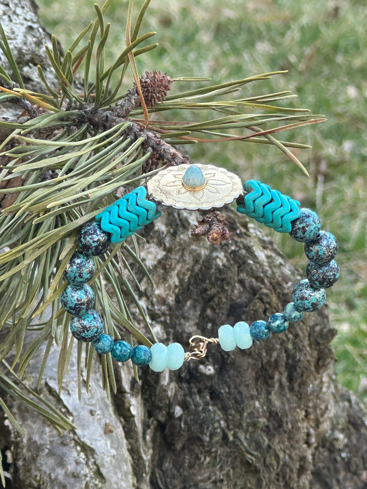 Gold and Blue Boho Bracelet