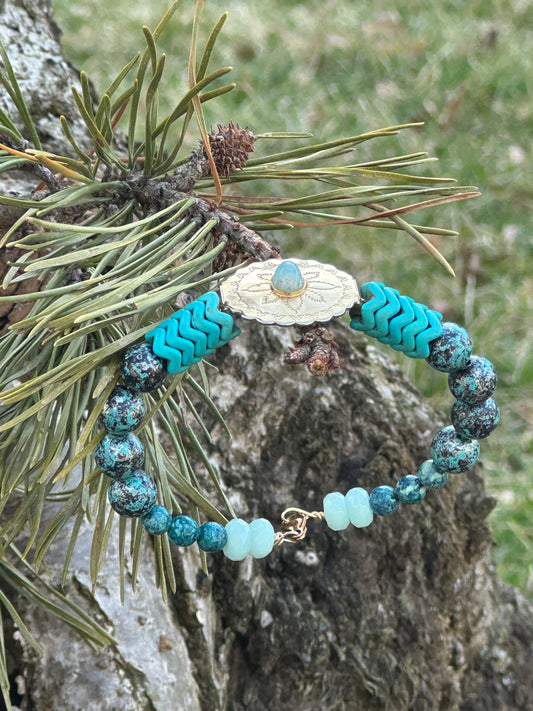 Gold and Blue Boho Bracelet