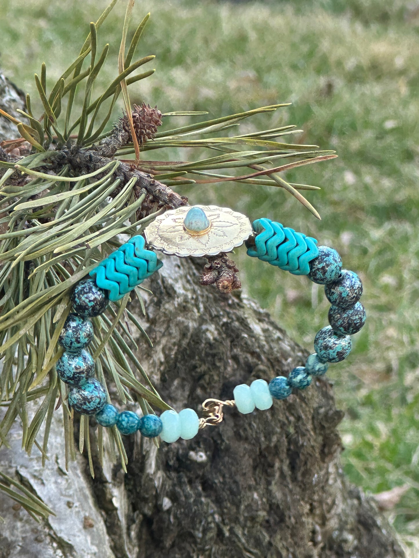 Gold and Blue Boho Bracelet