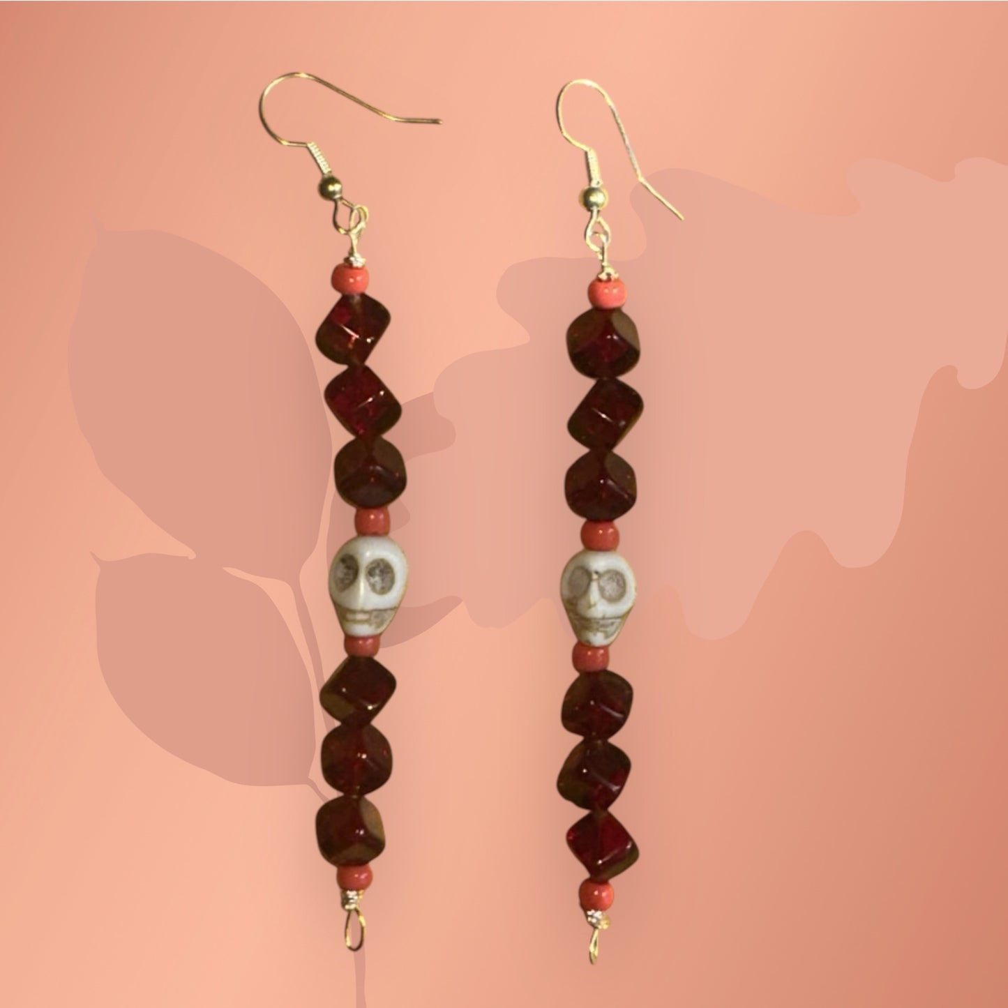 Garnet & Skull Earrings