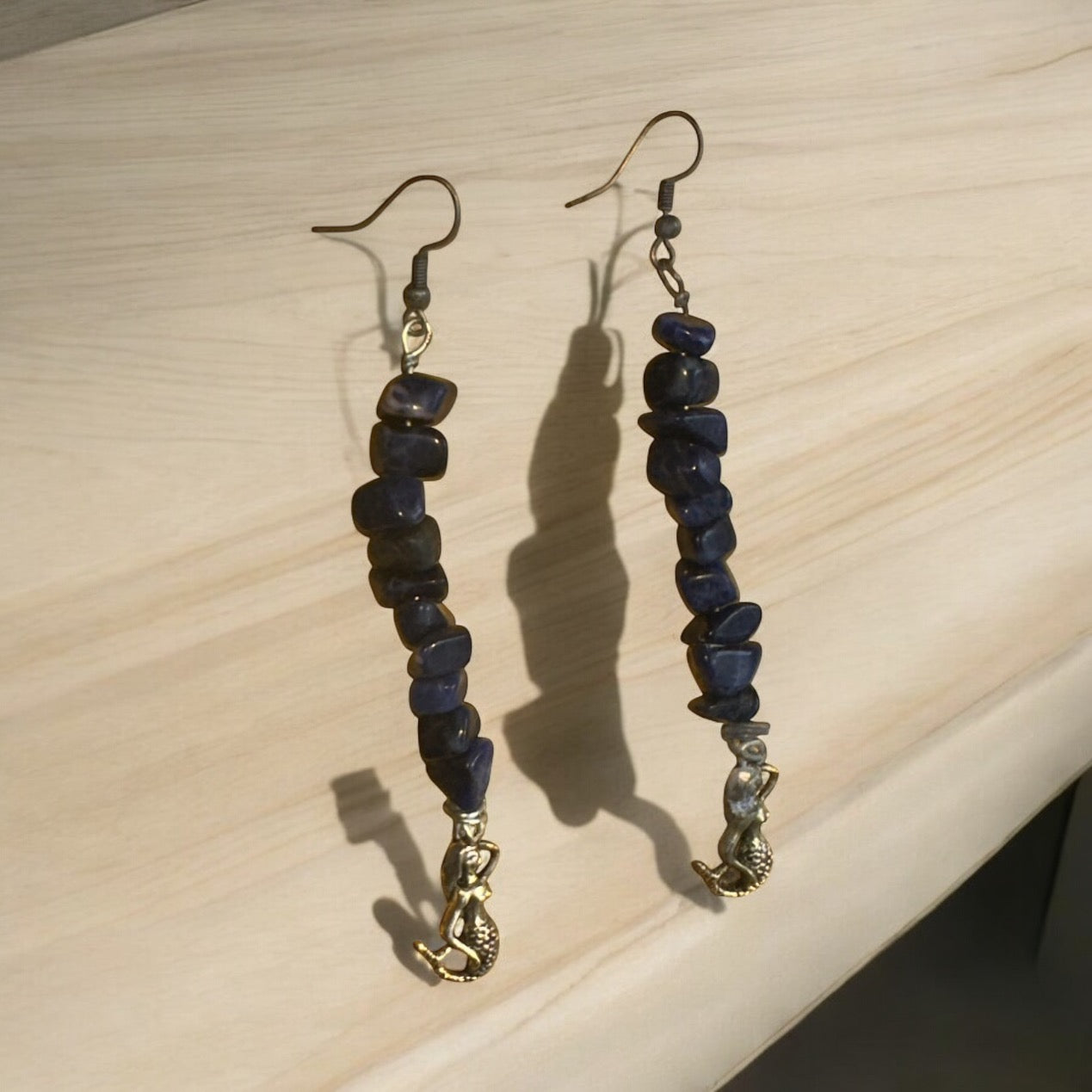 Dark Blue Lapis Mermaid Earrings