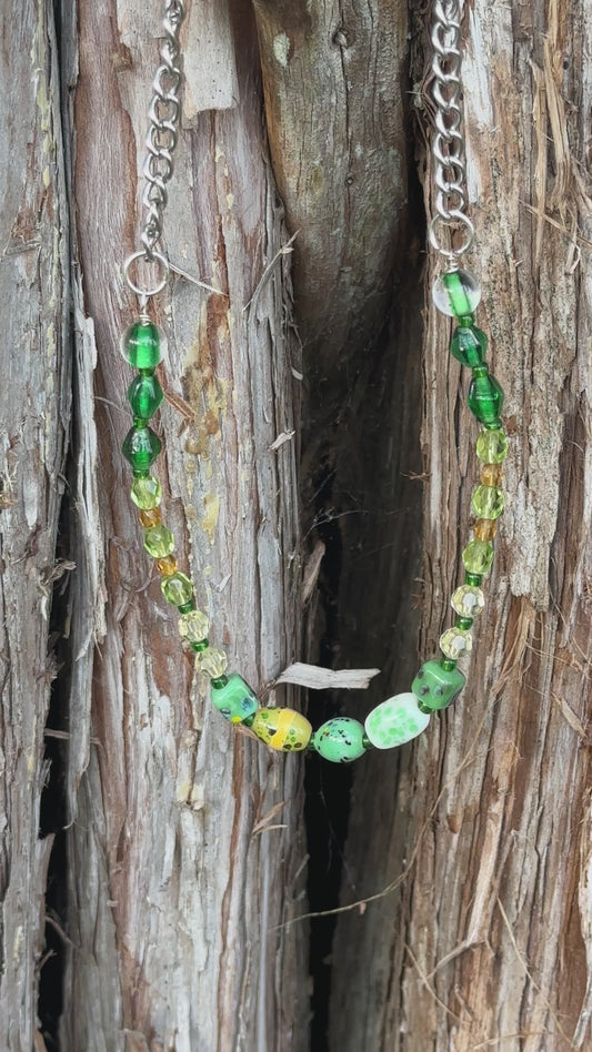 Green Whimsical Chain Necklace