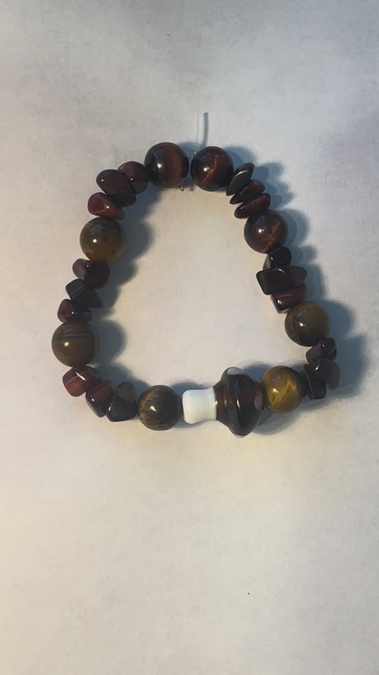 Brown Mushroom & Stone Bracelet