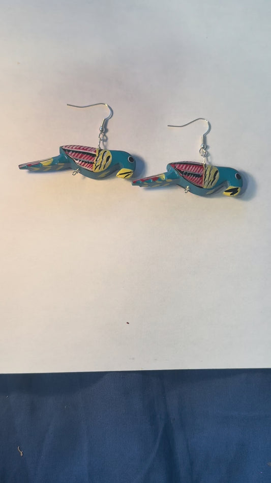 Beautiful Blue Bird Earrings