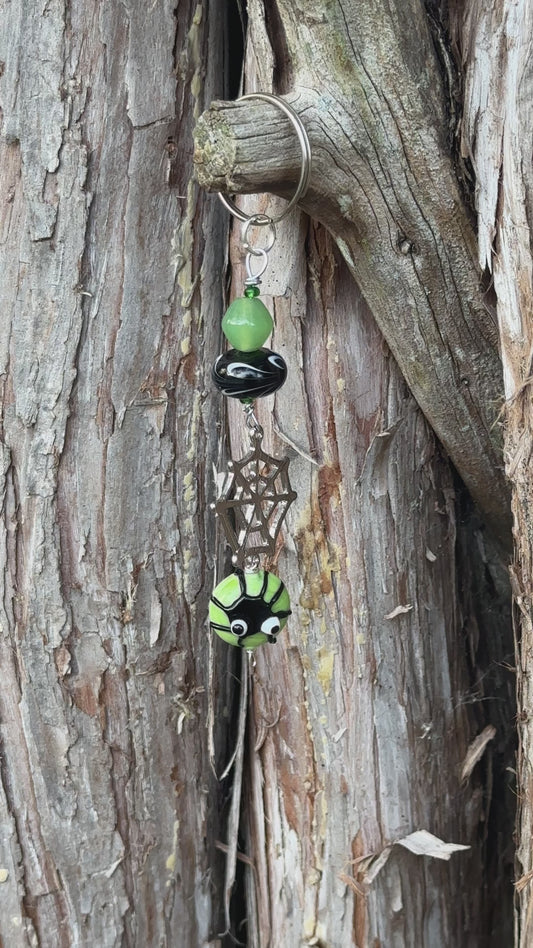 Green & Black Spider Keychain